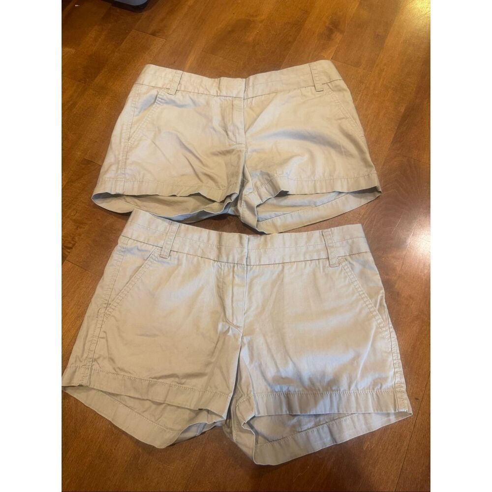 J.Crew Chino Broken-In Shorts Womens Size 2 Khaki Tan Cotton Casual Bundle Lot o